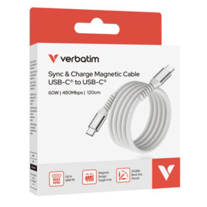 verbatim cavo magnetico sync charge usb-c to usb-c 60w 120 cm_grigio