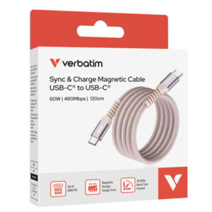 verbatim cavo magnetico sync charge usb-c to usb-c 60w 120 cm_rosa