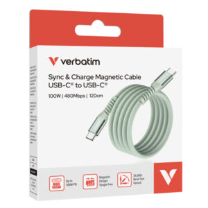 verbatim cavo magnetico sync charge usb-c to usb-c 100w 120 cm_verde