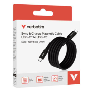 verbatim cavo magnetico sync charge usb-c to usb-c 60w 120 cm_nero