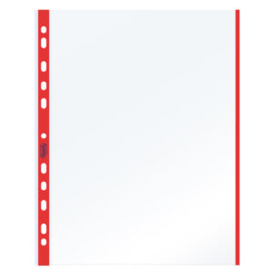 10 buste forate 21x29.7cm c/banda colore rosso 01/0165