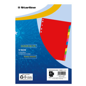 divisori neutri in pp 12 tacche f.to a4 maxi 24,5x30cm starline