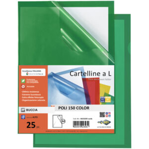 25 cartelline a l 21x29,7 verde poli 150 color ppl b.a. sei