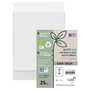 conf 25 buste a u in pp riciclato 18x24cm gaia sei rota