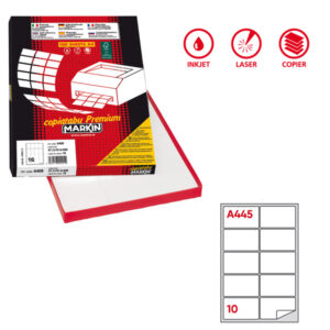 etichetta adesiva a/445 bianca 100fg a4 99,6x57mm (10eti/fg markin