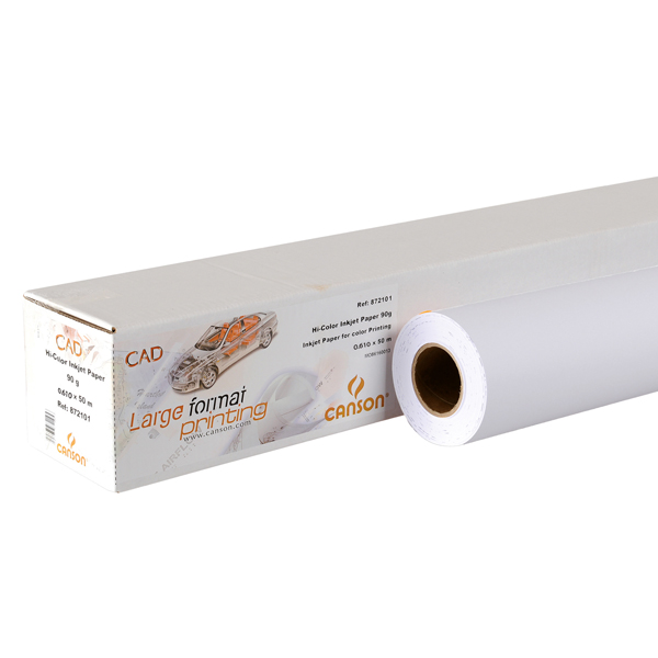 carta inkjet plotter 610mm(24'' x 50mt 90gr hicolor opaca canson