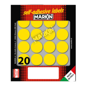 etichetta adesiva giallo tonda d27mm (10fogli x 20etichette markin