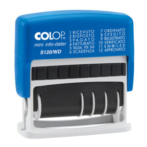 timbro mini s120wd datario + polinomio 12diciture 4mm autoinchiostrante colop