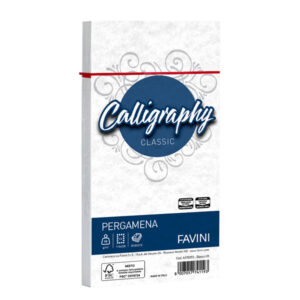 25 buste calligraphy pergamena 110x220mm 90gr bianco favini