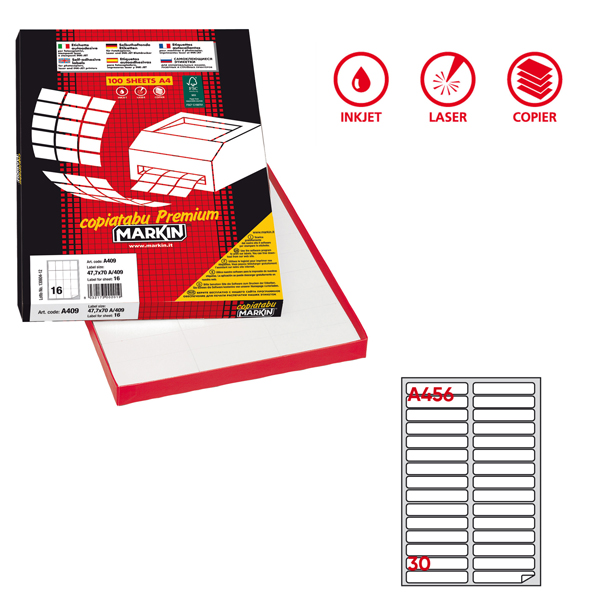 etichetta adesiva a/456 bianca 100fg 100x17mm (30et/fg markin