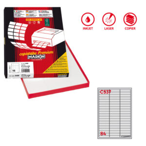 etichetta adesiva c/537 bianca 100fg a4 67x10mm (84et/fg markin