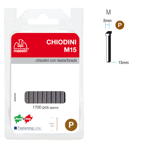 chiodini c/testa m15 in blister da 1700 c. ro-ma