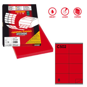 etichetta adesiva c/502 rosso 100fg a4 105x72mm (8et/fg markin