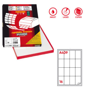 etichetta adesiva a/409 bianca 100fg a4 47,7x70mm (16eti/fg markin