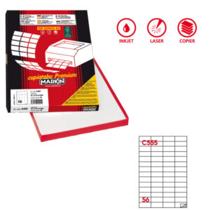 etichetta adesiva c/555 bianca 100fg a4 52,5x21,2mm (56et/fg markin