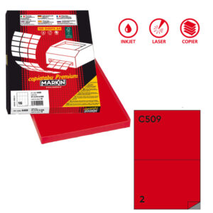 etichetta adesiva c/509 rosso 100fg a4 210x148,5mm (2et/fg markin