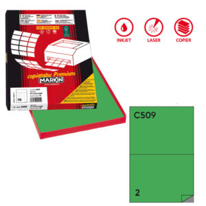 etichetta adesiva c/509 verde 100fg a4 210x148,5mm (2et/fg markin