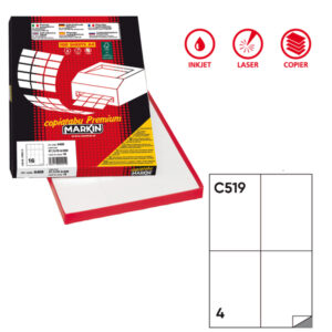 etichetta adesiva c/519 bianca extra forte 100fg a4 105x148,5mm (4et/fg mar