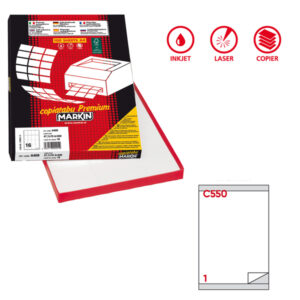 etichetta adesiva c/550 bianca 100fg a4 210x280mm (1et/fg markin