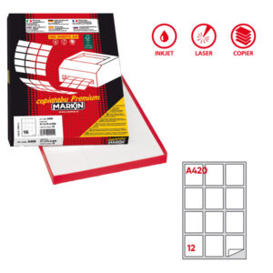 etichetta adesiva a/420 bianca 100fg a4 63,5x72mm (12eti/fg markin