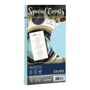 10 buste special events metal 120gr 110x220mm azzurro favini