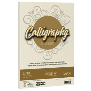 carta calligraphy lino 200gr a4 50fg avorio 02 favini