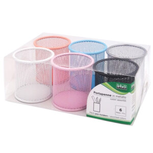 set 6 bicchieri portapenne in rete colorata art.1226