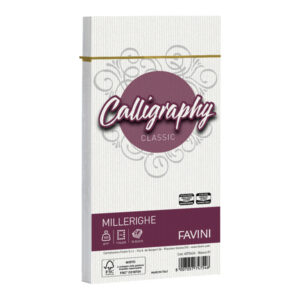 25 buste calligraphy millerighe 110x220mm 100gr 01 bianco