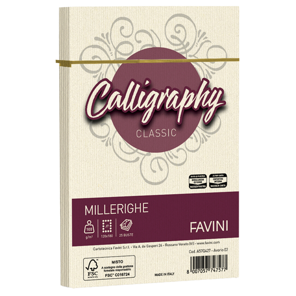 25 buste calligraphy millerighe 120x180mm 100gr 02 avorio