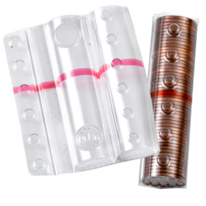 sacchetto da 100 blister portamonete 5 cent fascia rossa