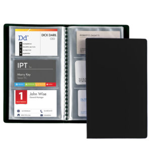 portabiglietti visita 20 buste a 3 tasche 12,5x20,5cm nero favorit