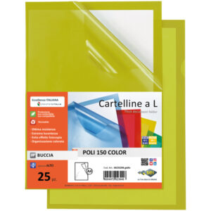 25 cartelline a l 21x29,7 giallo poli 150 color ppl b.a. sei