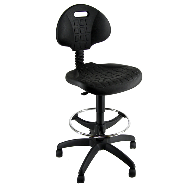 sedia alta tecnigrafo esos e2 nera in pu con poggiapiedi e ruote