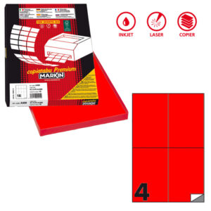 etichetta adesiva c/519 rosso fluo 100fg a4 105x148,5mm (4et/fg markin
