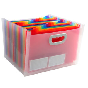 classificatore c/maniglia 24tasche in pp f.to 33x23,5x25cm crystal exacompta