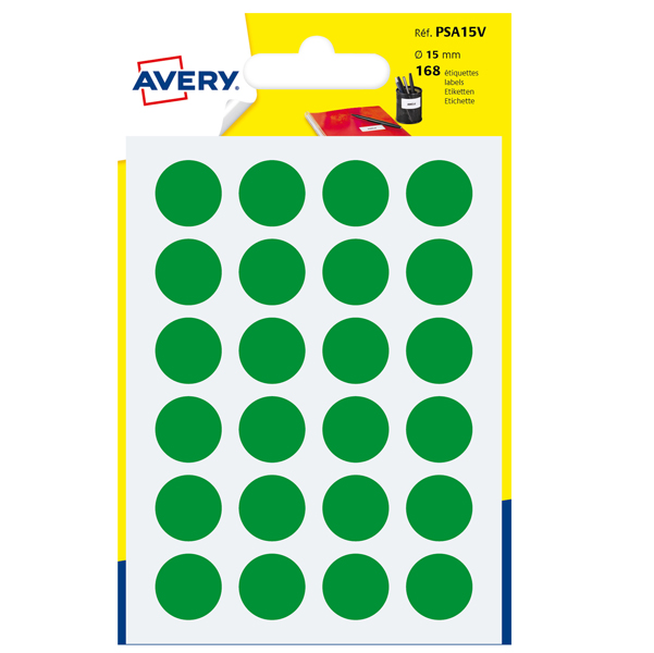 blister 168 etichetta adesiva tonda psa verde d15mm avery