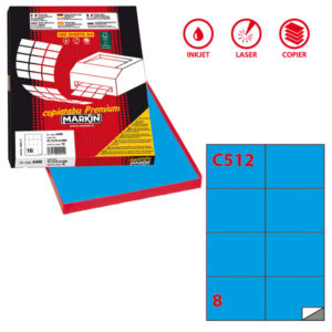 etichetta adesiva c/512 blu 100fg a4 105x74,25mm (8et/fg markin