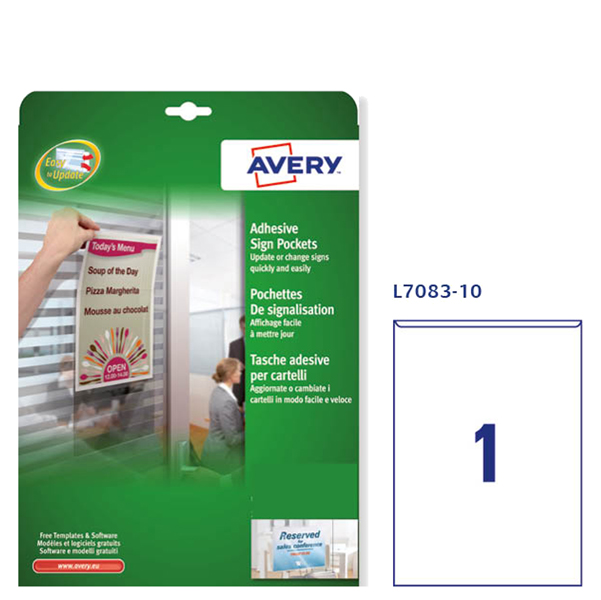conf. 10 tasche adesive a4-21x29,7cm l7083 avery