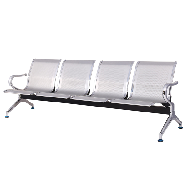 panca attesa a 4 posti in acciaio grigio