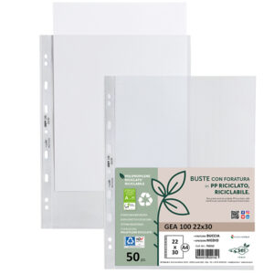 conf 50 buste forate in pp riciclato buccia medium 22x30cm gea 100 sei rota