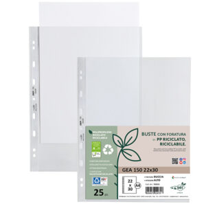 conf 25 buste forate in pp riciclato buccia pesante 22x30cm gea 150 sei rota