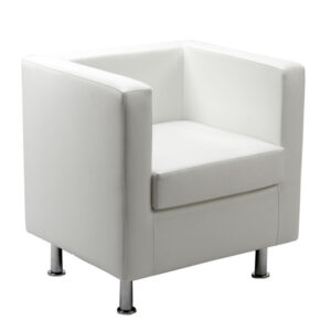 poltrona in similpelle pragma pr1 bianco con braccioli inclusi