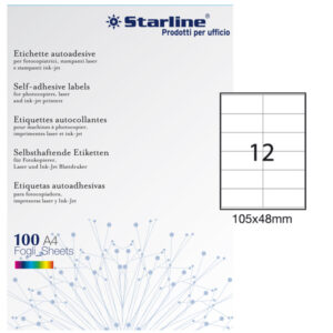 etichetta adesiva bianca 100fg a4 105x48mm (12et/fg starline