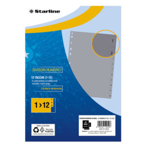 divisori numerici (1-12 in pp 12 tacche f.to a4 maxi 24,5x30cm grigio starl