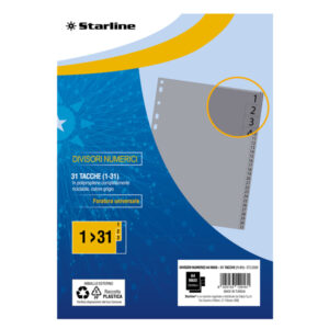 divisori numerici (1-31 in pp 31 tacche f.to a4 maxi 24,5x30cm grigio starl