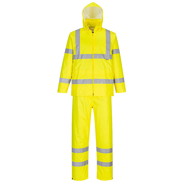 completo antipioggia ripiegabile hi-vi tg l giallo fluo portwest