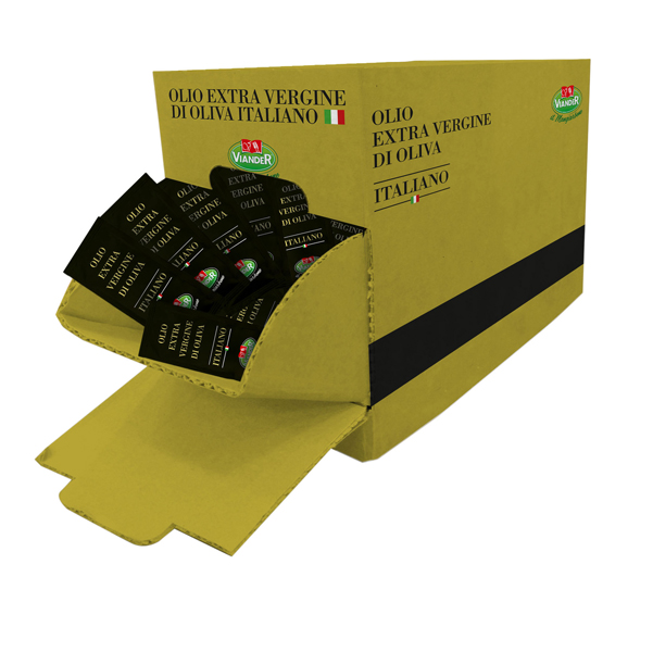 100 bustine monodose olio extra vergine d'oliva italiano da 10ml - viander